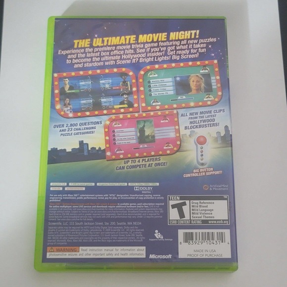 Scene It? Bright Lights! Big Screen! Xbox 360 Complete with Manual Working - Picture 2 of 4